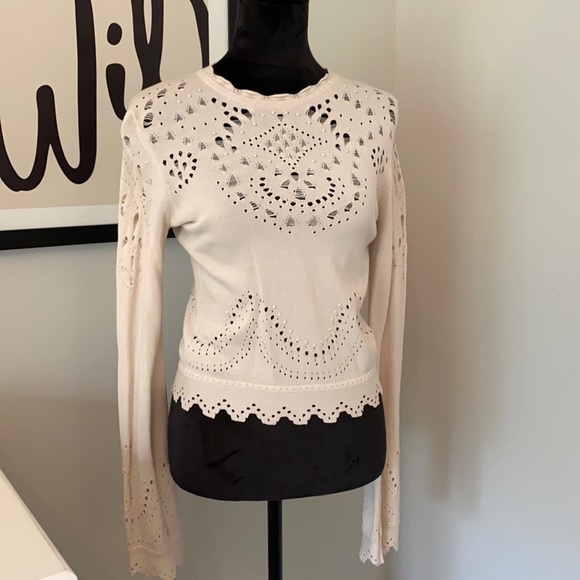 10 Crosby Derek Lam Sweaters - Derek Lam Laser Cut Sweater- Blush, XS